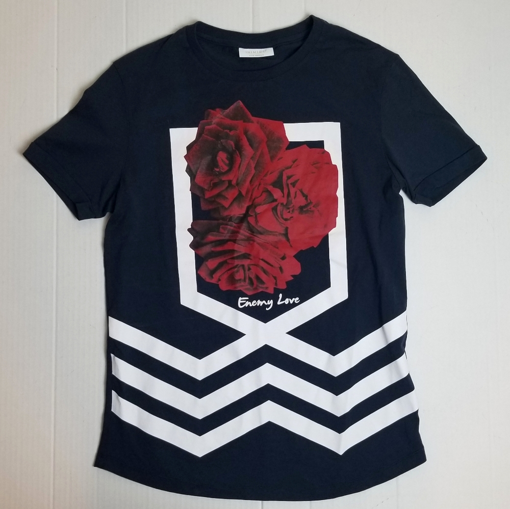 INIMIGO Enemy Love Rose Print Short Sleeve Tee Shirt